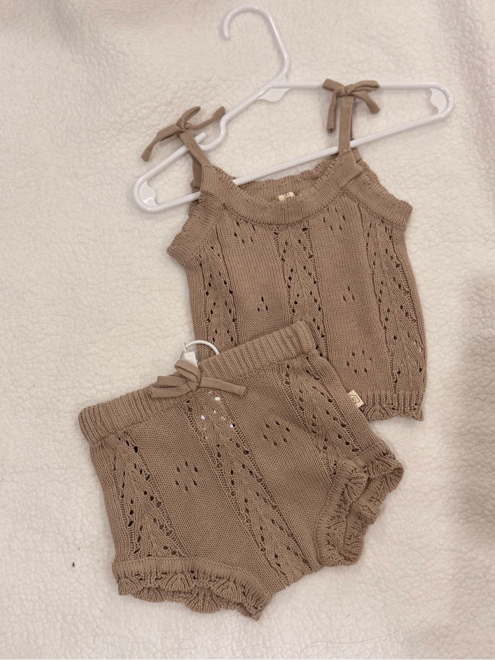 Knit Two-Piece Baby Tank & Shorts Set - Taupe